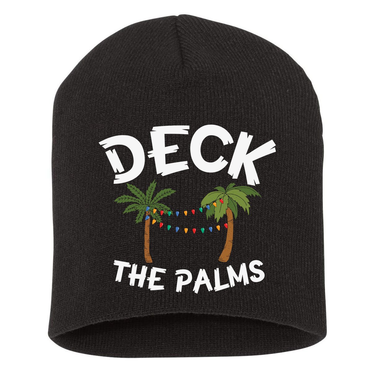 Tropical Christmas Deck The Palms Christmas In July Short Acrylic Beanie
