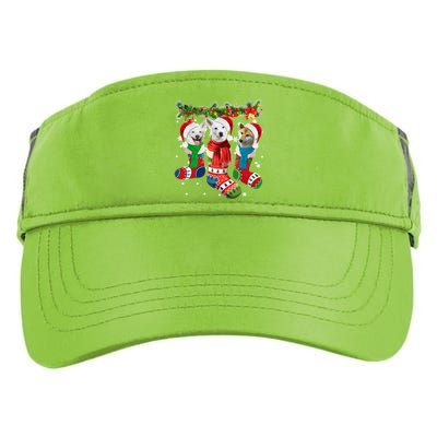 Three Canaan Dogs In Christmas Socks Adult Drive Performance Visor