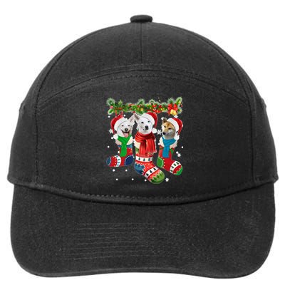 Three Canaan Dogs In Christmas Socks 7-Panel Snapback Hat