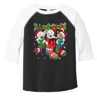 Three Canaan Dogs In Christmas Socks Toddler Fine Jersey T-Shirt