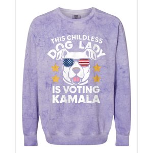 This Childless Dog Lady Ladies Is Voting Kamala Election 24 Colorblast Crewneck Sweatshirt