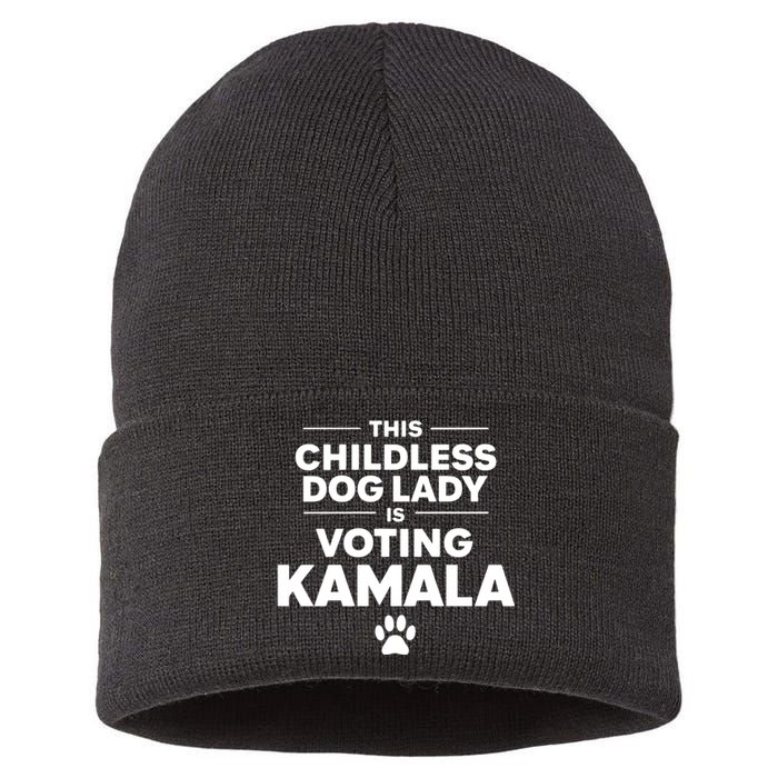 This Childless Dog Lady Ladies Is Voting Kamala Election 24 Sustainable Knit Beanie