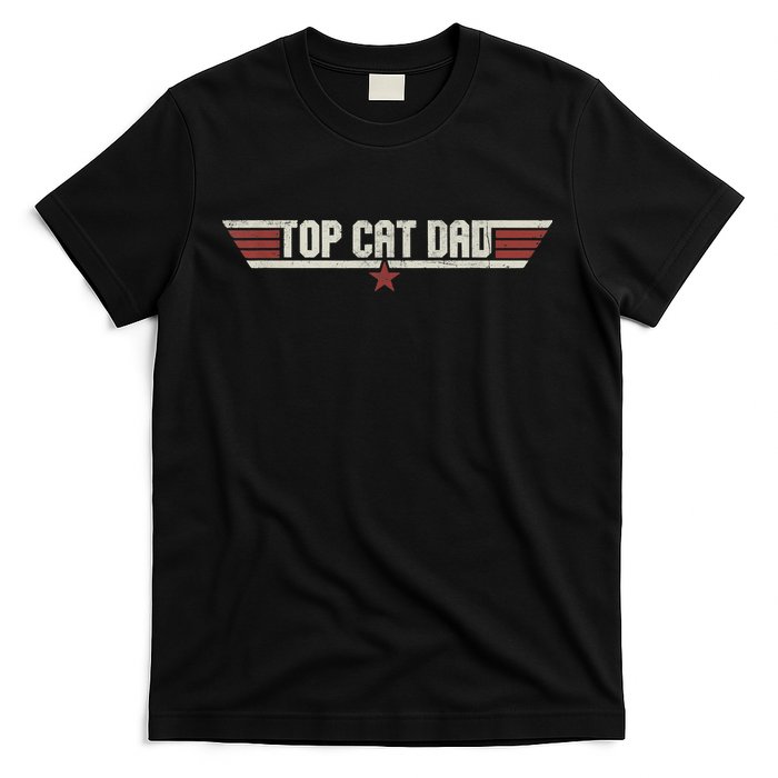 Top Cat Dad Funny Vintage 80's Gift Cat Father Father's Day T-Shirt