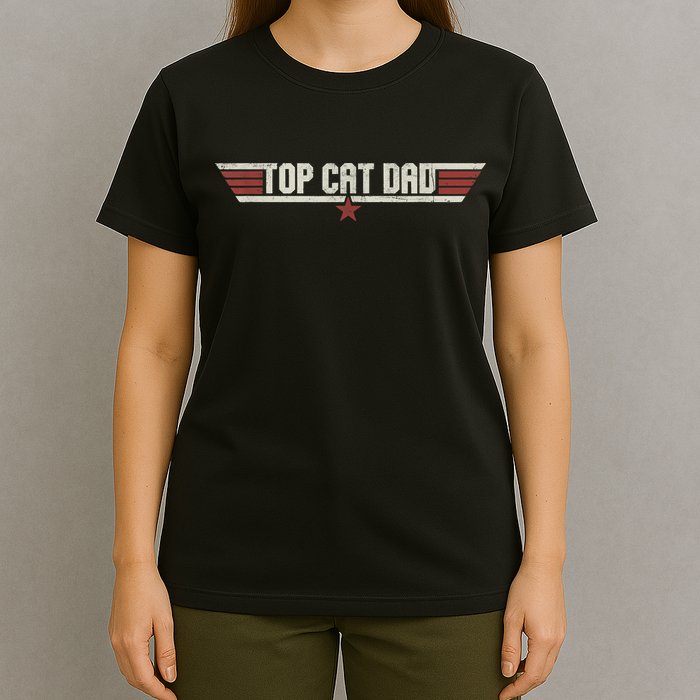 Top Cat Dad Funny Vintage 80's Gift Cat Father Father's Day T-Shirt