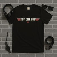 Top Cat Dad Funny Vintage 80's Gift Cat Father Father's Day T-Shirt