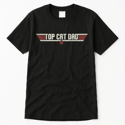 Top Cat Dad Funny Vintage 80's Gift Cat Father Father's Day Tall T-Shirt