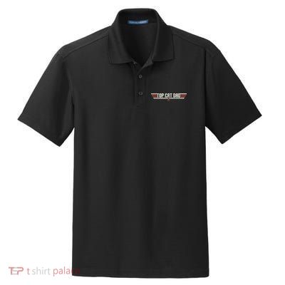 Top Cat Dad Funny Vintage 80's Gift Cat Father Father's Day Dry Zone Grid Polo