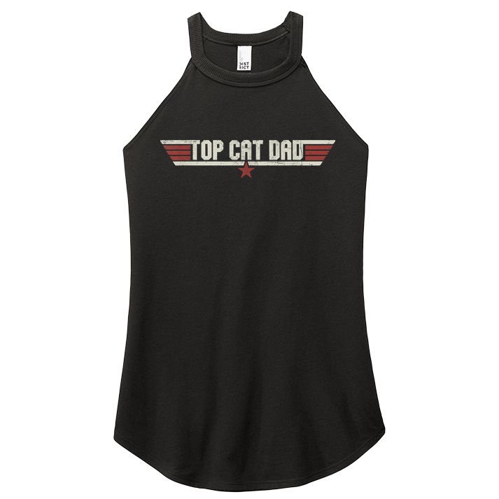 Top Cat Dad Funny Vintage 80's Gift Cat Father Father's Day Women's Perfect Tri Rocker Tank