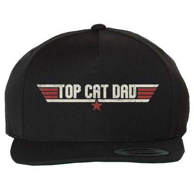 Top Cat Dad Funny Vintage 80's Gift Cat Father Father's Day Wool Snapback Cap