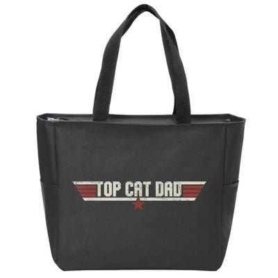 Top Cat Dad Funny Vintage 80's Gift Cat Father Father's Day Zip Tote Bag