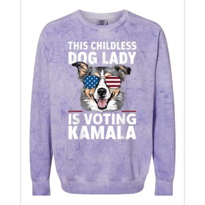 This Childless Dog Lady Is Voting Kamala Harris 2024 Colorblast Crewneck Sweatshirt