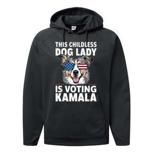 This Childless Dog Lady Is Voting Kamala Harris 2024 Performance Fleece Hoodie