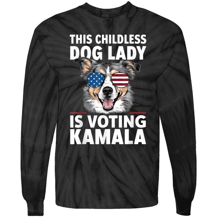 This Childless Dog Lady Is Voting Kamala Harris 2024 Tie-Dye Long Sleeve Shirt