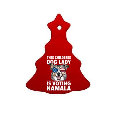 This Childless Dog Lady Is Voting Kamala Harris 2024 Ceramic Tree Ornament