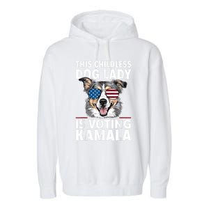 This Childless Dog Lady Is Voting Kamala Harris 2024 Garment-Dyed Fleece Hoodie