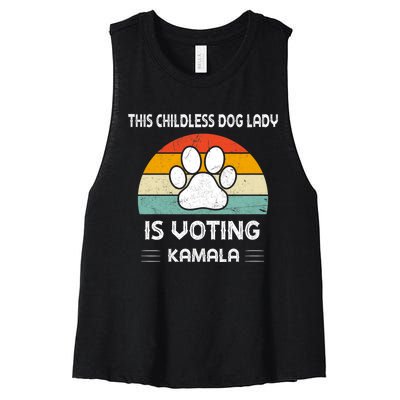 This Childless Dog Lady Is Voting Kamala Dog Ladies Women's Racerback Cropped Tank