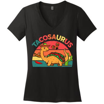 Tacosaurus Cinco De Mayo Taco Dinosaur Women's V-Neck T-Shirt