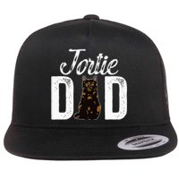 Tortie Cat Dad Tortoiseshell Cat Owner Tortie Cat Lover Flat Bill Trucker Hat