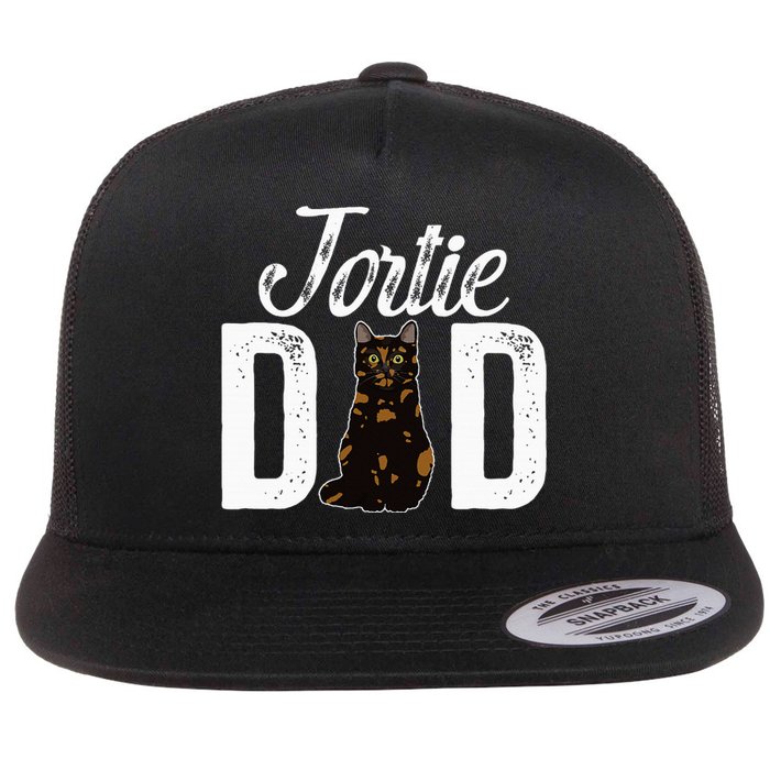 Tortie Cat Dad Tortoiseshell Cat Owner Tortie Cat Lover Flat Bill Trucker Hat