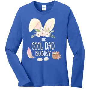 The Cool Dad Bunny Family Matching Group Easter Gift Pajama Funny Gift Ladies Long Sleeve Shirt