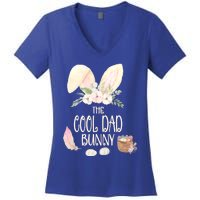 The Cool Dad Bunny Family Matching Group Easter Gift Pajama Funny Gift Women's V-Neck T-Shirt