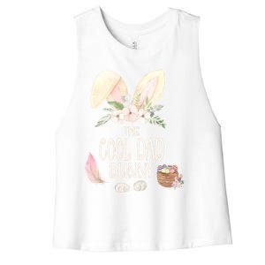 The Cool Dad Bunny Family Matching Group Easter Gift Pajama Funny Gift Women's Racerback Cropped Tank