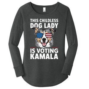 This Childless Dog Lady Is Voting Kamala Harris 2024 Women's Perfect Tri Tunic Long Sleeve Shirt