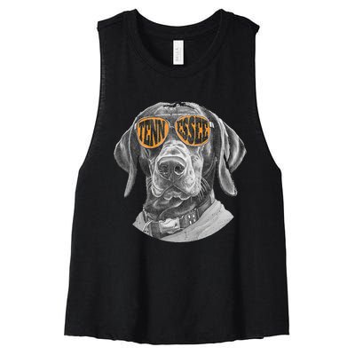 Tennessee Coonhound Dog Sport Lovers Tennessee Tri Stars Women's Racerback Cropped Tank