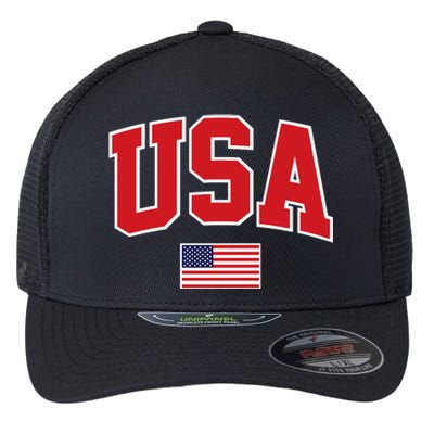 Trendy Classic Design USA Flag Premium Flexfit Unipanel Trucker Cap