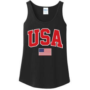 Trendy Classic Design USA Flag Premium Ladies Essential Tank