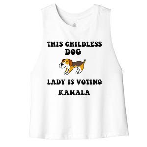 This Childless Dog Lady Is Voting Kamala 2024 Women's Racerback Cropped Tank