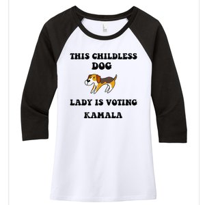 This Childless Dog Lady Is Voting Kamala 2024 Women's Tri-Blend 3/4-Sleeve Raglan Shirt