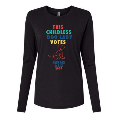 This Childless Dog Lady Votes Kamala Harris Walz Gift Womens Cotton Relaxed Long Sleeve T-Shirt