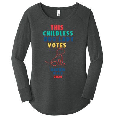 This Childless Dog Lady Votes Kamala Harris Walz Gift Women's Perfect Tri Tunic Long Sleeve Shirt