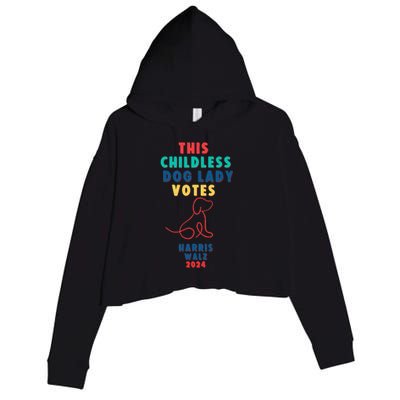 This Childless Dog Lady Votes Kamala Harris Walz Gift Crop Fleece Hoodie