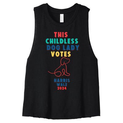 This Childless Dog Lady Votes Kamala Harris Walz Gift Women's Racerback Cropped Tank