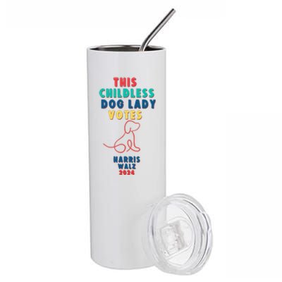 This Childless Dog Lady Votes Kamala Harris Walz Gift Stainless Steel Tumbler