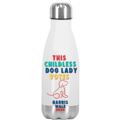 This Childless Dog Lady Votes Kamala Harris Walz Gift Stainless Steel Insulated Water Bottle