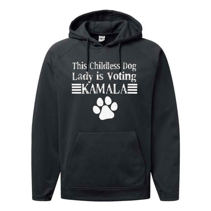 This Childless Dog Lady Is Voting Kamala Dog Lovers Performance Fleece Hoodie