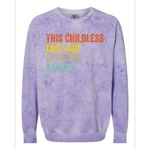 This Childless Dog Lady Is Voting Kamala Dog Lovers Funny Colorblast Crewneck Sweatshirt