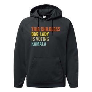 This Childless Dog Lady Is Voting Kamala Dog Lovers Funny Performance Fleece Hoodie