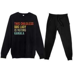 This Childless Dog Lady Is Voting Kamala Dog Lovers Funny Premium Crewneck Sweatsuit Set