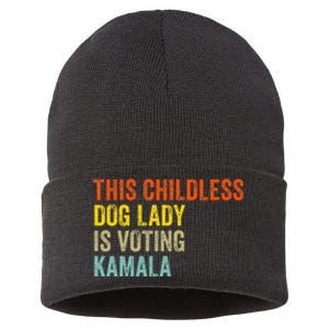 This Childless Dog Lady Is Voting Kamala Dog Lovers Funny Sustainable Knit Beanie