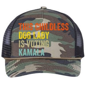 This Childless Dog Lady Is Voting Kamala Dog Lovers Funny Retro Rope Trucker Hat Cap