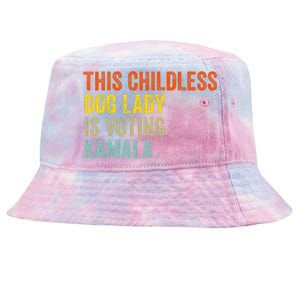 This Childless Dog Lady Is Voting Kamala Dog Lovers Funny Tie-Dyed Bucket Hat