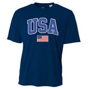 Trendy Classic Design USA Flag Alt Cooling Performance Crew T-Shirt