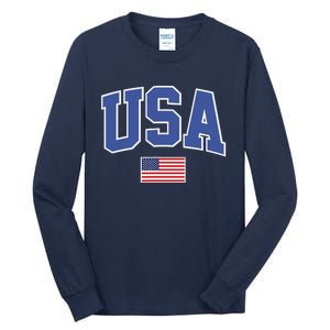 Trendy Classic Design USA Flag Alt Tall Long Sleeve T-Shirt