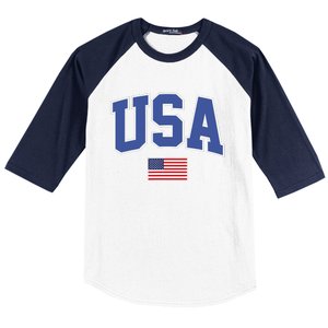 Trendy Classic Design USA Flag Alt Baseball Sleeve Shirt