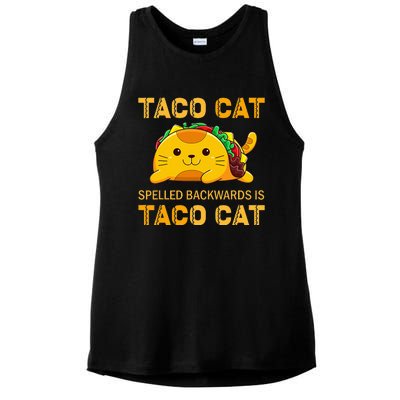 TacoCat Cinco de Mayo TacoCat Tacos Ladies PosiCharge Tri-Blend Wicking Tank