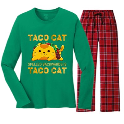 TacoCat Cinco de Mayo TacoCat Tacos Women's Long Sleeve Flannel Pajama Set 